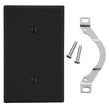 Hubbell Wiring Device-Kellems Wallplate, 1-Gang, Strap Mount Blank, Black P14BK